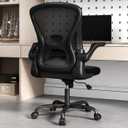 Sytas Ergonomic Desk Chair with Padded Flip up Arms and Supportive Lumbar Support, Breathable Mesh Home Office Chair with Comfortable Cushion for Home or Office(Black)