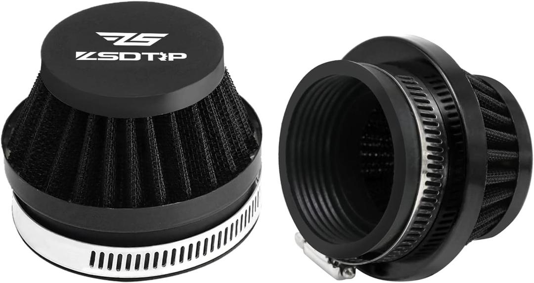 2PCS Motorcycle 60MM Air Intake Filter Universal Carburetor Air Filter Cleaner for Dirt Pit ATV SSR TTR Bike Breather Filter Fit for Many Different Carburetors (Black 60MM)