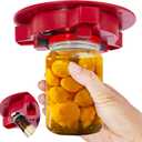 Banyaa Jar Opener Bottle Opener for Seniors with Arthritis - Under Cabinet Jar Opener for Weak Hands, Rotary Lid Opener, Easy Twist-Off Lids for Jars & Bottles, Original Kitchen Gadgets (Red)