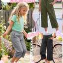 3 Pack Girls' Capri School Pants | Straight Leg, Athletic, Casual, Cropped Sweatpants, with Pockets, Summer, Loose, Back to School, Joggers, for Girls 5-14Y