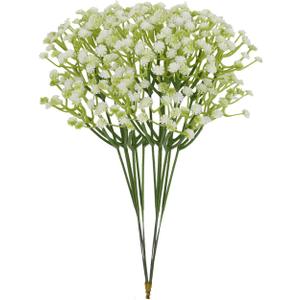 ABAJI Artificial Flower 12PCS Plastic Babys Breath Table Decoration Wedding Deco Indoor Outdoor (White)
