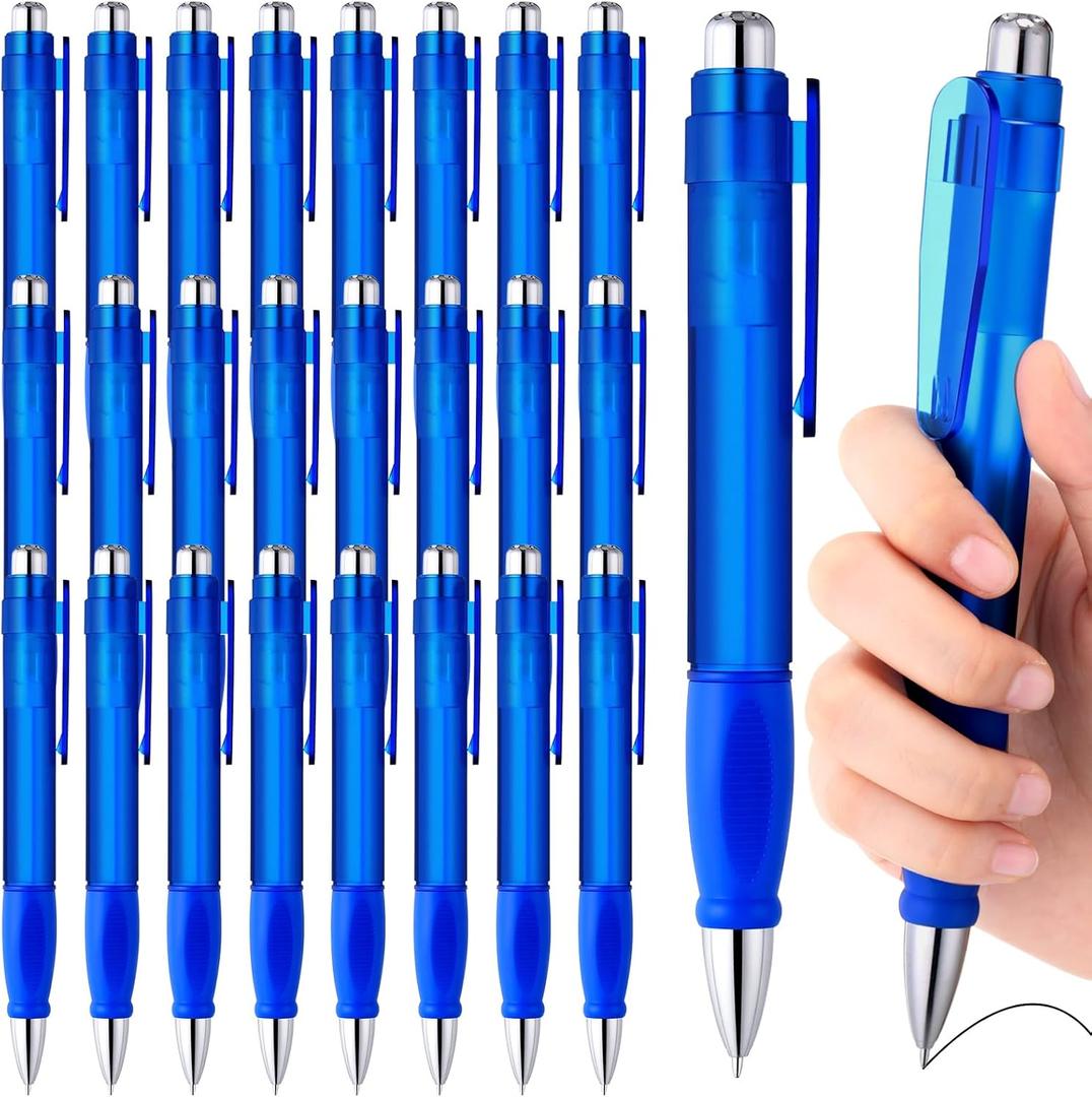 Maitys 24 Pcs Big Fat Pens for Arthritis Hands Easy Grip Giant Jumbo Pens Bulk with Large Capacity Ink Retractable Black Ink Ballpoints Thick Pen Enhanced Writing Stability for Office Warehouse(Blue)