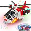 Helicopter Toy for Toddlers with Lights and Music, 360 Rotating Airplane Toy for Kids, Bump-and-Go Action, Birthday Gift for Boys Girls Ages 3-7 (Red)
