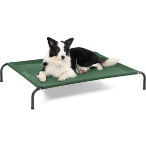 Bedsure Outdoor Elevated Dog Bed Large Sized Dog, Portable Indoor & Outdoor Cooling Raised Cot Pet Hammock Bed with Skid-Resistant Feet, Frame with Breathable Mesh, Green, 49 inches