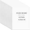 Golden State Art, White Foam Boards 12 Pack 8.5x11 Foam Core Board, 1/8" Thick Acid Free Foam Poster Board for Modeling, Billboard, Projects, Paintings and Display