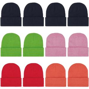 ZH 12-Pack Knitted Winter Beanie Hats for Men and Women, Warm and Cozy Cuffed Skull Caps, Bulk Purchase (One Size, Multi)