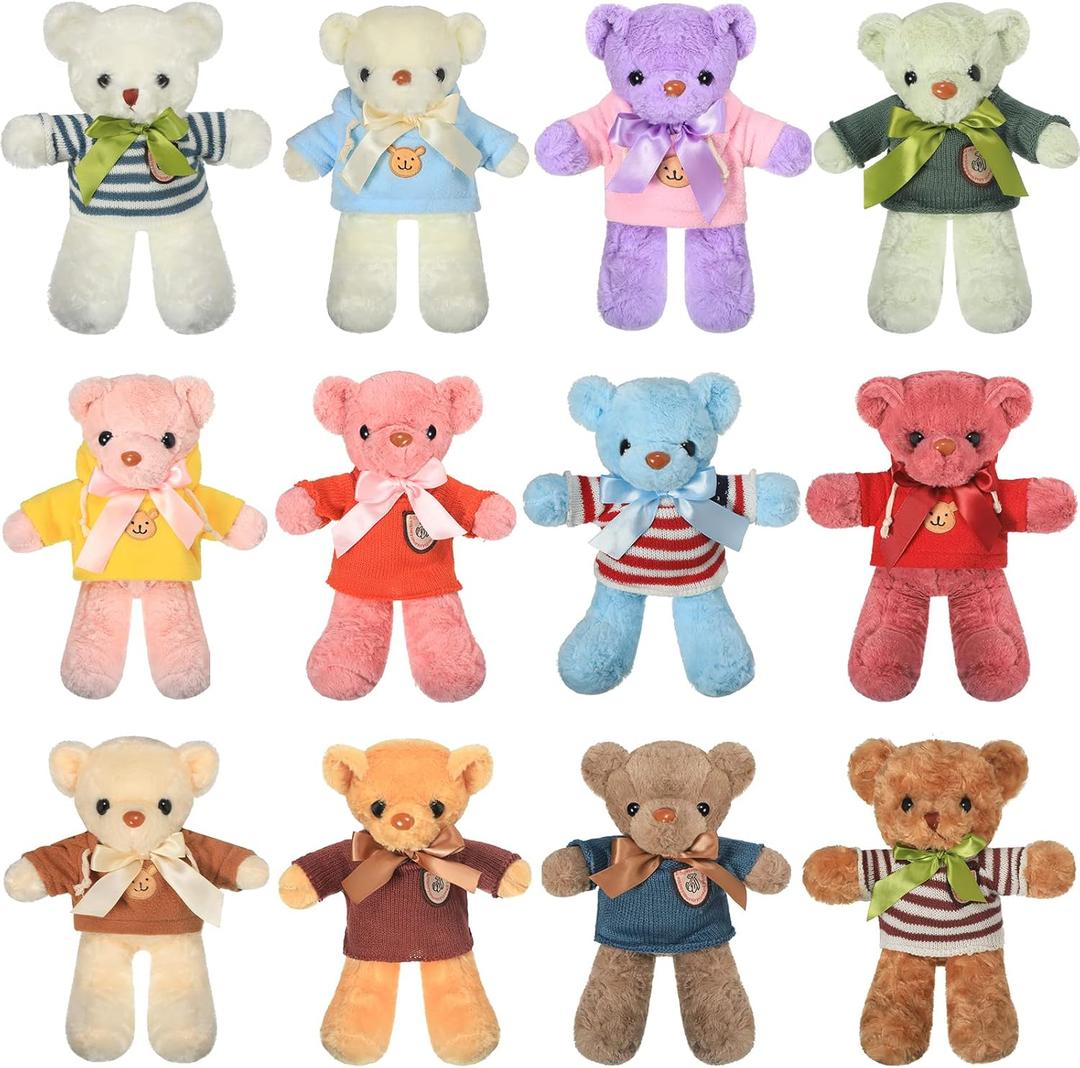 Zhanmai 12 Set Bear Stuffed Animal with Removable Clothes 12 Inch Cute Bears Soft Plush Toy Gift for Kids Boys Girls Baby Shower Birthday Party Favor Decoration Supplies Zhanmai 12 Set Bear Stuffed Animal with Removable Clothes 12 Inch Cute Bears Soft Plush Toy Gift for Kids Boys Girls Baby Shower Birthday Party Favor Decoration Supplies
