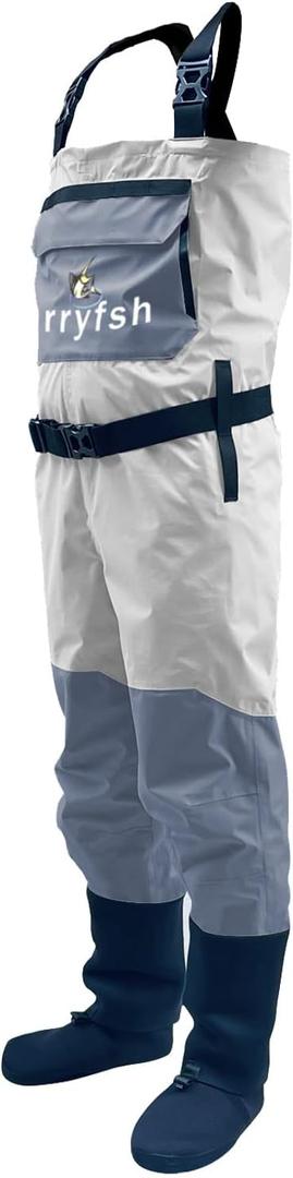 Seamless Chest Wader-Durable,Waterproof,Breathable Stocking Foot Fishing Waders for Men Women (Gray, XXL)