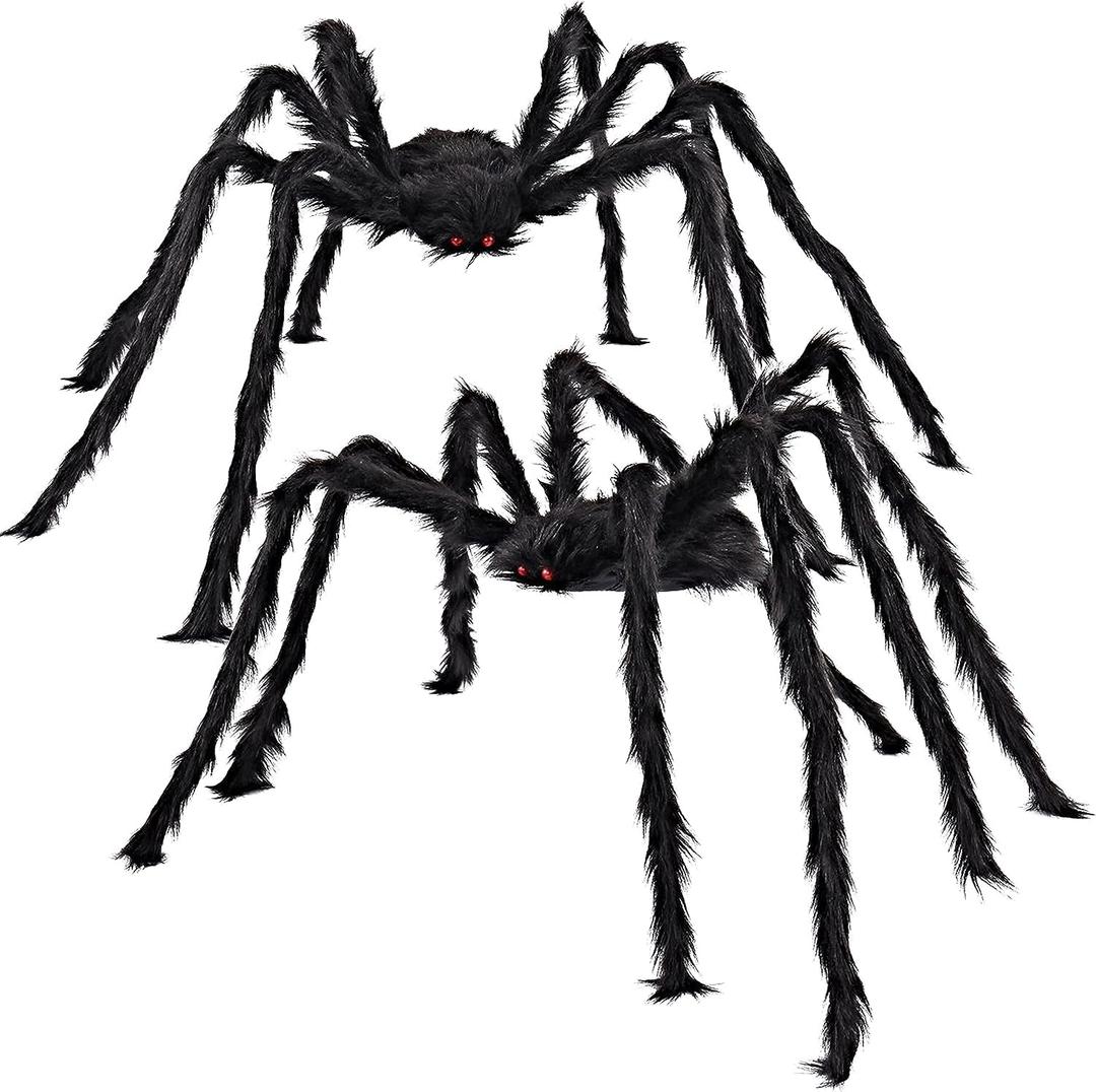 JOYIN 2 Pack 5 Ft Halloween Outdoor Decorations Hairy Black Spider, Scary Giant Spider, Fake Large Haunted House Props, Halloween Yard Lawn Decorations Party Indoor Decor