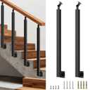 Side Mount Stair Railing Post, 35.4 Inch Black Metal Baluster Spindles with 270 Adjustable Bracket for Indoor Stairs, Deck, Porch & Balcony Railing