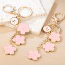 3 x XGALBLA Women's Flower Keychain, Cute Flower Initial Letter L Keychain, Bag Charms Enameled Keychain Handbags Purse Accessories(Pink L)