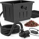 POPOSOAP Large Pond Filter Kit, 1200GPH Pond Filter with Quiet Pond Pump & 9.8FT Tube, Multiple Filtration System for for Koi Pond Garden Pond Water Clean & Clear-P2580