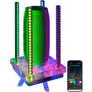 Music Sync RGB Ambient Light, App Controlled & Sound Reactive Audio Visual Lighting for Gaming Desk, Party & Desk Setup (Grey)