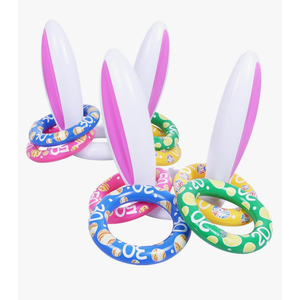Max Fun Easter Inflatable Bunny Ring Toss Games Inflatable Toss Game for Easter Party Favors Indoor Outdoor Games (Easter Bunny Ears Ring Toss)