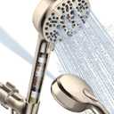 Filtered Shower Head with Handheld Brushed Nickel, BOWGER 6 Modes High Pressure Shower Heads with Power Wash Mode and Hard Water Filter, Detachable Hand Held Showerhead Set with Extra Long Hose