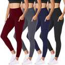 NexiEpoch 4 Pack Leggings for Women - High Waisted Tummy Control Soft Black Capri Yoga Pants with Pockets for Workout Size S/M