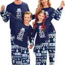 Ekouaer Matching Christmas Pajamas for Family Soft Long Sleeve Holiday Xmas Pjs Sleepwear Jammies with Pockets Navy Blue Size L Men