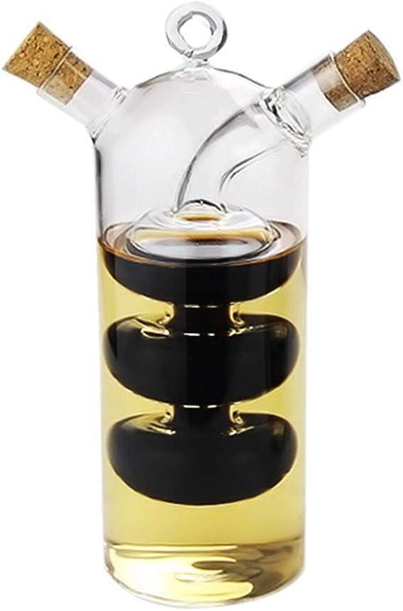 Olive Oil and Vinegar Dispenser Cruet Bottles, 2 in 1 Transparent Dual Glass for Kitchen Cooking Container