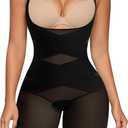 Nebility Tummy Control Shapewear Bodysuits Open Bust Full Body Shapewear Seamless Faja Body Shaper (Large, Black)