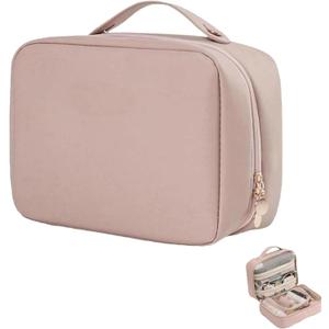 Set Patient Travel Makeup Bag, Multi Compartment Toiletry Cosmetic Bag, PU Leather Portable Cosmetics Bag, Cosmetic Bag With Compartments