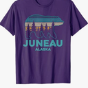 Juneau Alaska Grizzly Bear Souvenir T-Shirt (Small, Purple)