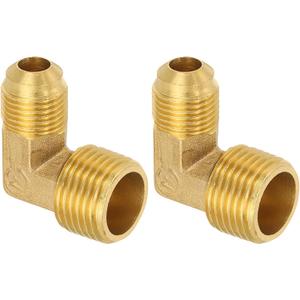PATIKIL 90 Degree Elbow Brass Pipe Fittings, 6 Pcs 3/8" Male Flare x 1/2" NPT Male Thread Tubing Fitting Adapter Connector Tube Elbow Converter for Pipe Connection