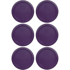 Replacement Lids fits Pyrex 2-Cup Glass Food Storage Container Bowls, 5-Inch Plastic Round Lids Covers for Pyrex 7200-PC, Airtight & Leakproof (6-Pack, Purple)