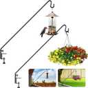 Idzo Deck Hook for Bird Feeder, 43in Deck Bird Feeder, Plant Hanger for Railing, 3in Non-Slip Clamp