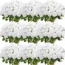 Jexine 100 Pieces Artificial Roses Flowers Bulk, Long Stem Realistic Fake Silk Roses Bouquet for Table Centerpiece Vases Wedding Party Kitchen Decor(Pure White)