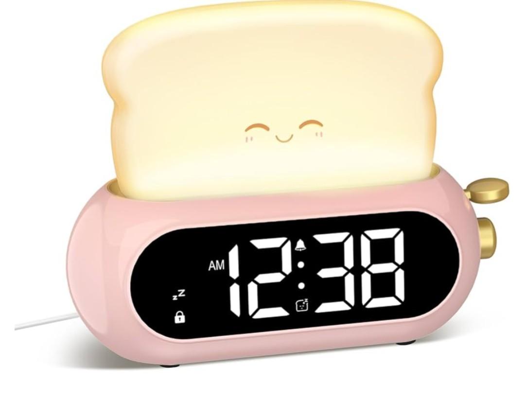 Cute Digital Clock for Bedrooms, Kids Alarm Clocks with Night Light Lamp, 10 Alarm Tones, Adjustable Brightness, Nap Timer, Snooze, Power-off Memory, Bedside Clocks for Girls Kids Teens Birthday Gifts