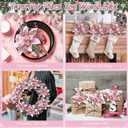 60 Pcs Christmas Glitter Poinsettia Flowers Set 20 Christmas Artificial Poinsettia 40 Berries Stems Berry Picks, Xmas Tree Flowers Decorations Ornaments(Pink,Silver)