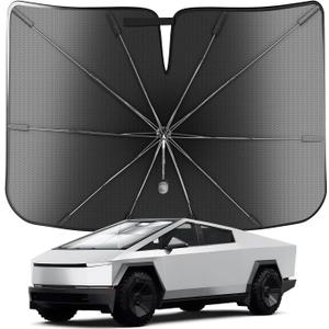 [Upgrade] Portable Cybertruck 2024-2025 Windshield Sunshade Umbrella [Military-Grade Sturdy] with Carry Bag,Ice Crystal Durable Compact Shade Umbrella UPF50+ UV Front Window Protection Outdoor Camping