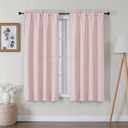 Lecloud Bessie Blush Pink Curtains 63 Inch Length 2 Panels, Light Filtering Curtains for Bedroom, Faux Linen Textured Window Drapes Rod Pocket, Window Treatments for Living Room, Each 40 W x 63 L