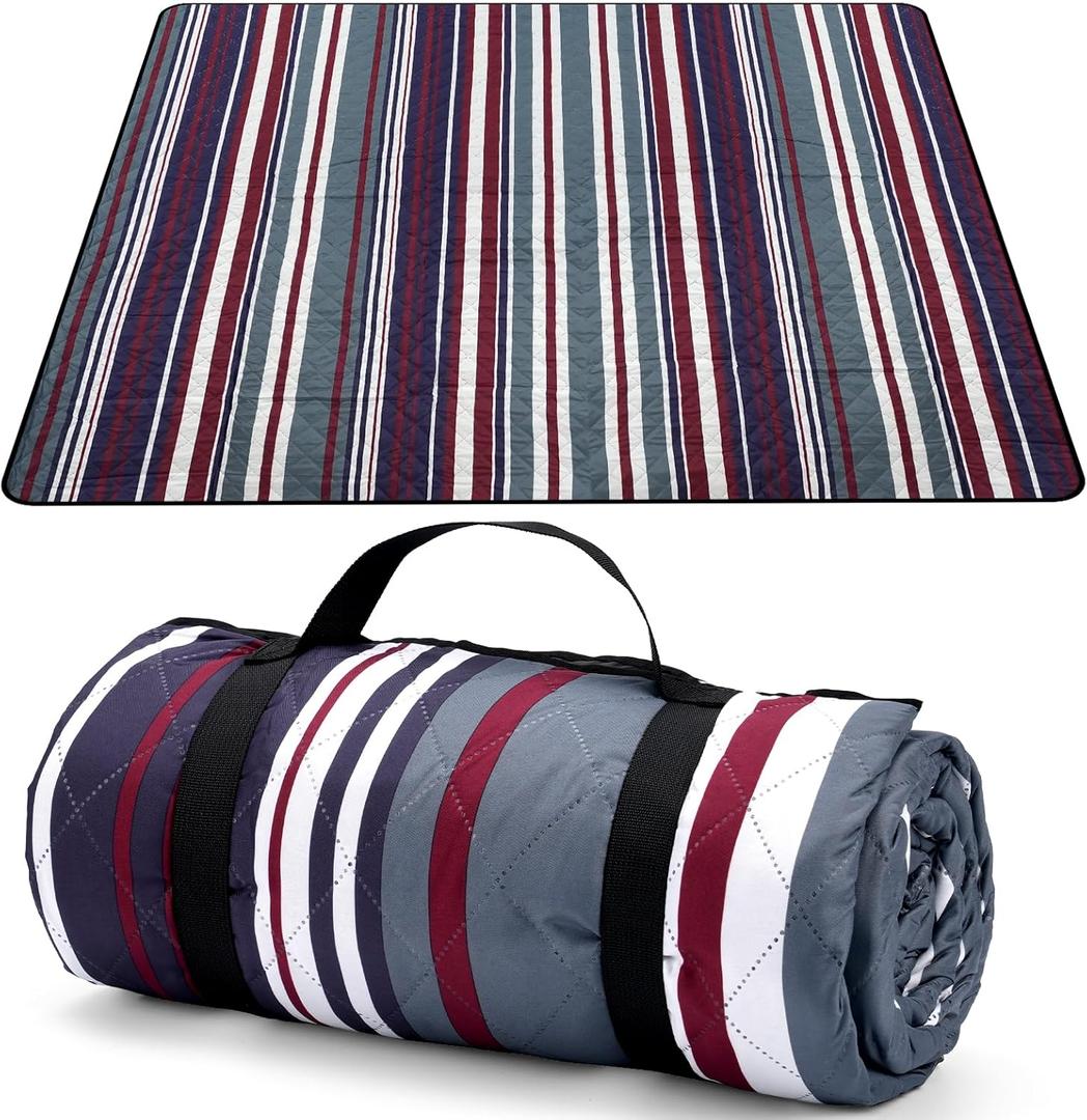 Oversize Picnic Blankets with Foldable, Waterproof Blanket Made of PEVA for Camping,Park, Beach,Grass,Outdoor(60"*80") (RED-White, 60"X80")