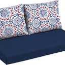 Arden Selections Outdoor Loveseat Cushion Set, 48 x 24, Water Repellent, Fade Resistant, Cushion Set for Couch, Bench, and Swing 48 x 24, Clark Blue