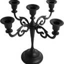 Rely+ 5 Arm Matte Black Candelabra Taper Candle Holders Decorations Indoor Kitchen Dcor Table Candles Candlestick Candelabra Centerpiece Gothic Home Decor Wedding 10 Inch Tall
