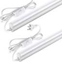 Pak LED Shop Lights, 4FT T5 Integrated Utility Fixture, 2300LM 6500K Cool White, 20W Energy Efficient Linkable LED Tube Lights for Garage, Workshop, Basement, FCC Certified, 2 Pack