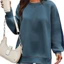 Zeagoo Womens Sweatshirt Long Sleeve Color Block Fleece Hoodies Fall Casual Crewneck Pullover Tunic Tops 2024 (Blue, XXL)