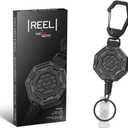 The Ultimate Retractable ID & Keychain Carabiner  Big Clip, 32 Steel Cord, Unbeatable Durability - Perfect for Office, School, Hospital, Construction, Recreation, 8oz, 1 Pack (Black)