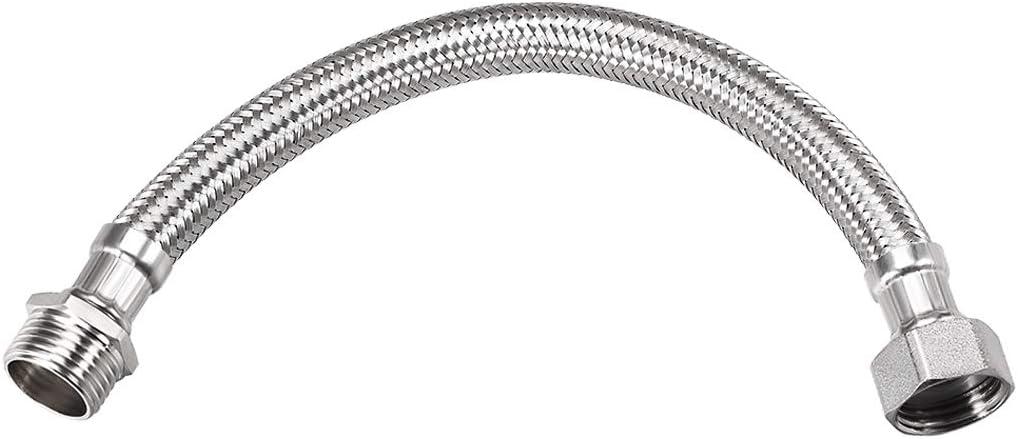 uxcell BSPP Faucet Supply Line Connector G1/2 Female x G1/2 Male 8 Inch Length 304 Stainless Steel Hose