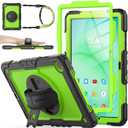 SEYMAC stock Case for Samsung Galaxy Tab A11+ Plus/A9+ Plus 11'', Full-Body Drop Protection Case with Screen Protector Pencil Holder [360 Rotating Hand Strap] &Stand, Green+Black