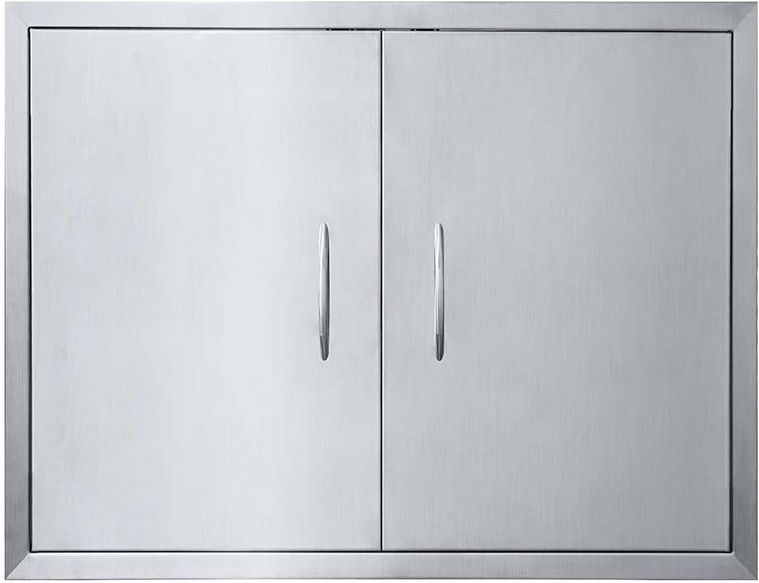 JIE JIN 30" W X 21" H Outdoor Kitchen Doors Double Doors Thickened 304 Brushed Stainless Steel BBQ Access Door BBQ Island Doors Outdoor Kitchen Accessories Door for Outdoor Kitchen BBQ Island