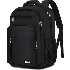 Skaypibs Black Backpack for Men Women, Laptop Travel Backpacks with Reinforced Straps, School Backpack for Boys Girls Teens, Water Resistent Book bag, Work College Bookbag, back pack