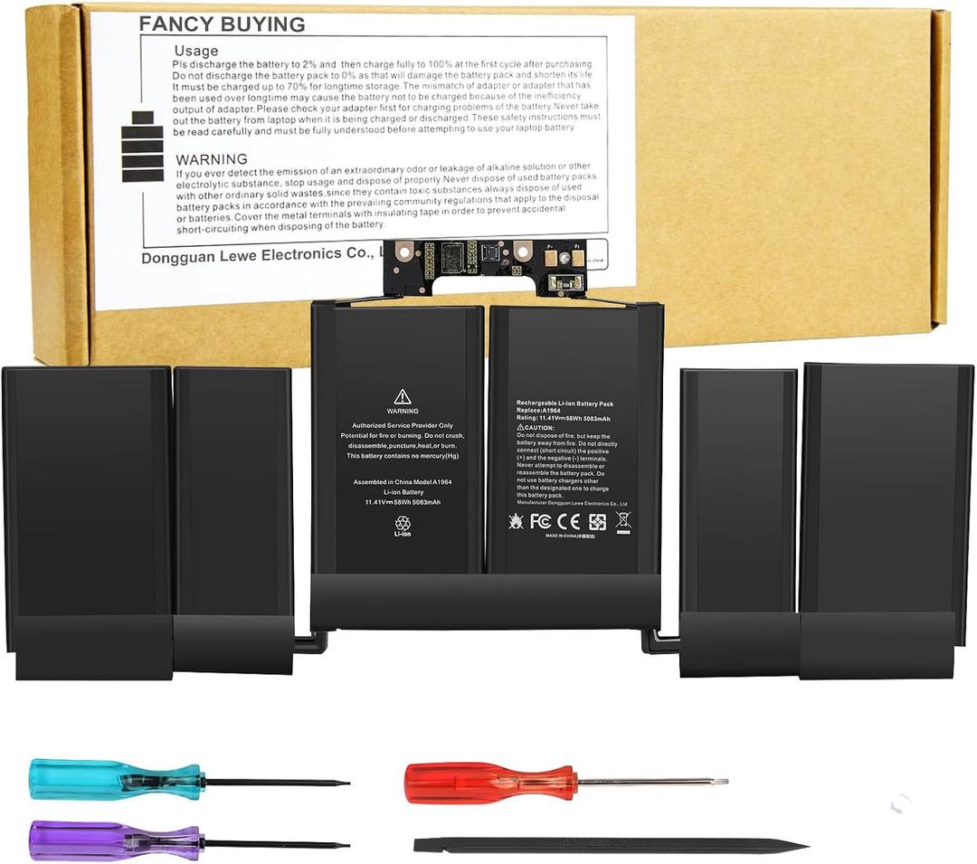 A1989 A2251 A1964 Laptop Battery for MacBook Pro 13 Inch A1989 (Mid 2018, 2019) & A2251 (2020), A1964 BTO/CTO MR9Q2LL/A MR9R2LL/A MR9T2LL/A MR9V2LL/A MV962LL/A MV9A2LL/A MV962LL/A MV972LL/A