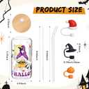 LemonRoad 1 Set Christmas Glass Cups with Lid and Straw 16 oz Happy Hallothanksmas Gnome Glass Coffee Cups Clear Holiday Tumbler Reusable Beer Mug Drinking Jar Gifts for Women Men Christmas