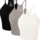 BAMBOO COOL Women's Seamless Tank Top Moisture-Wicking Workout Ribbed Camisoles U-Neck Camis 3-Pack