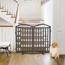 Malier Metal Freestanding Dog Gate, 32'' Height Outdoor Indoor Dog Fences, Extra Wide Foldable Puppy Gate for Stairs (Black, 2 Panels 40''W 32''H)