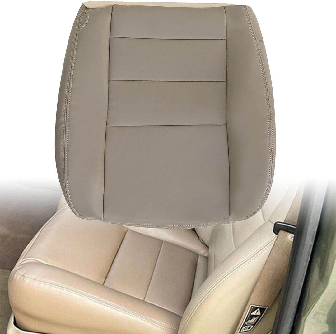 GXARTS Tan #4H Driver Side Bottom Lower Replacement Leather Seat Cover Fit for Ford F250 F350 F450 F550 2002-2007 Fit for Ford Excursion 2002 2003 2004 2005
