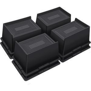 Bed Risers 4 Inch Heavy Duty,Oversized Couch Risers, Extra Wide Furniture Risers for Sofa Table Desk Headboard Chair Lifting,Rectangle Risering Blocks Support 6000 lbs(8 Pack Black