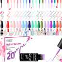 JODSONE Gel Polish Nail Art Gel Liner Set 20 Colors Red Pink Blue Purple with Thin Brush Need U V Lamp Cured Gift for Girls at Home Salon Design,Valentines Gifts for Women